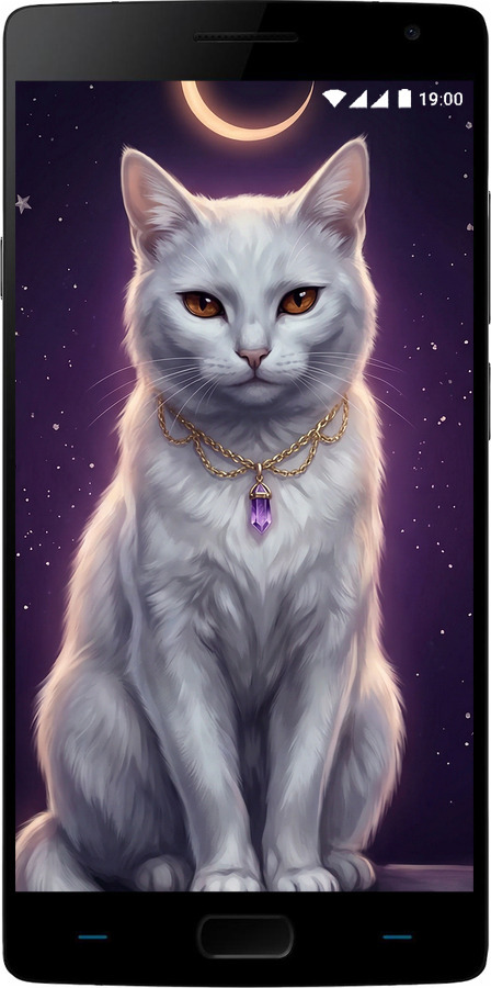 Силиконовый чехол Mystic White Cat Gothic Dark Purple Gold для OnePlus 2 - 6805u-386 изображение 