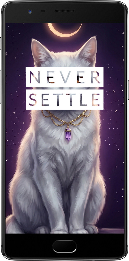 2D пластиковый чехол Mystic White Cat Gothic Dark Purple Gold для OnePlus 3 - 6805t-334 изображение 