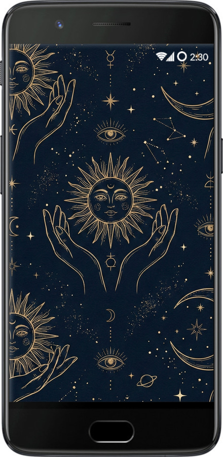 Силиконовый чехол Celestial Harmony: Sun & Moon Gold Mystic Pattern для OnePlus 5 - 6778u-969 изображение 