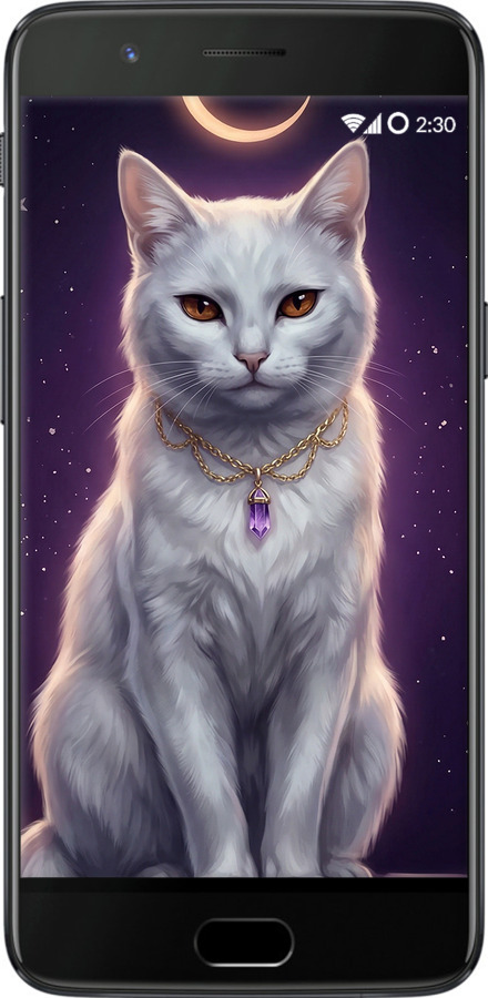 Силиконовый чехол Mystic White Cat Gothic Dark Purple Gold для OnePlus 5 - 6805u-969 изображение 