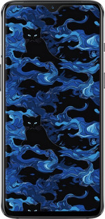 TPU чехол Візерунок чорних котів на блакитному фоні для OnePlus 7 - 6525b-1740 изображение 