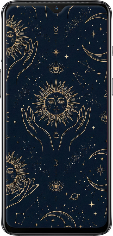 2D пластиковый чехол Celestial Harmony: Sun & Moon Gold Mystic Pattern для OnePlus 7 - 6778t-1740 изображение 