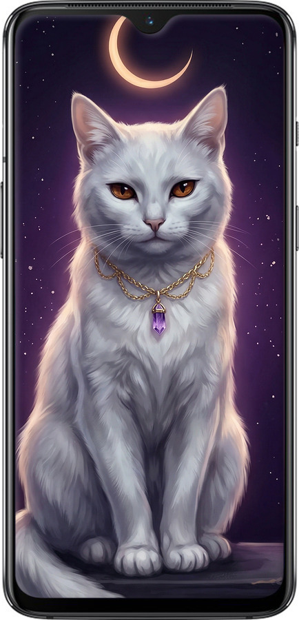2D пластиковий чехол Mystic White Cat Gothic Dark Purple Gold для OnePlus 7 - 6805t-1740 изображение 