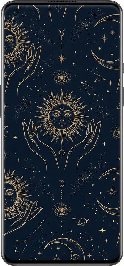 Силіконовий чехол Celestial Harmony: Sun & Moon Gold Mystic Pattern для OnePlus 9 - 6778u-2249 изображение 