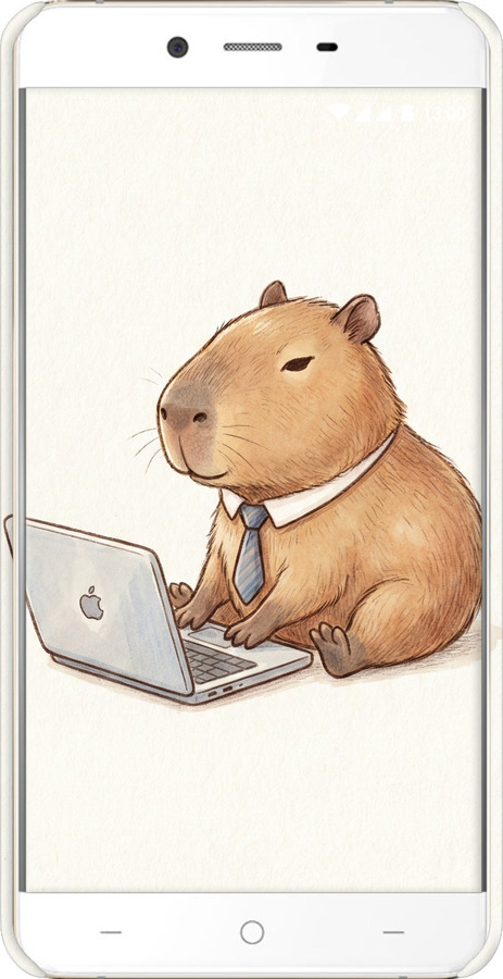 3D пластиковый глянцевый чехол Funny Capybara CEO Working для OnePlus X - 6777c-385 изображение 