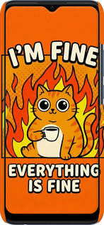 3D пластиковий матовий чехол Funny Cat для Oppo A15 - 6786m-2119 изображение 