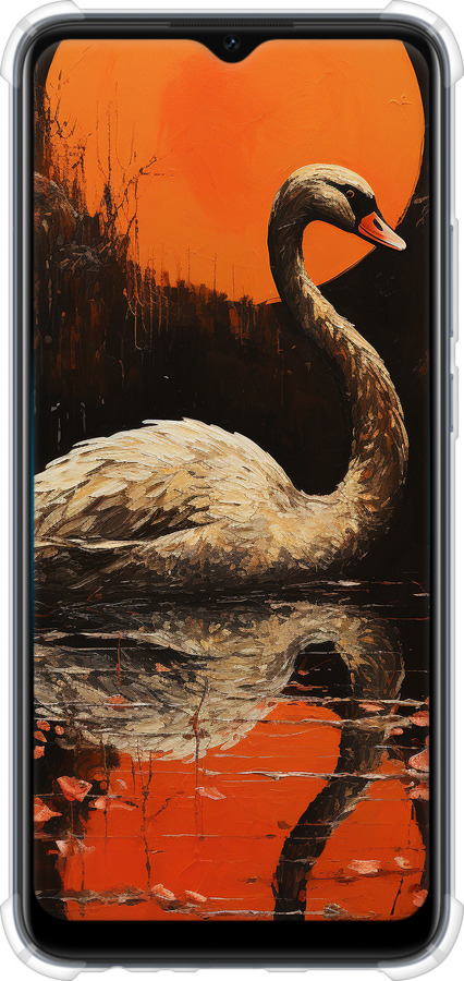 Силикон с усиленными углами чехол Лебедь для Oppo A15s - 5964sp-2527 изображение 