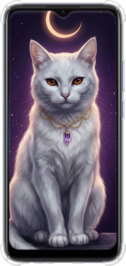 Силіконовий протиударний с посиленими кутами чехол Mystic White Cat Gothic Dark Purple Gold для Oppo A15 - 6805sp-2119 изображение 