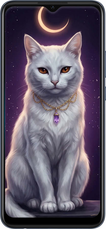 Силіконовий чехол Mystic White Cat Gothic Dark Purple Gold для Oppo A15 - 6805u-2119 изображение 