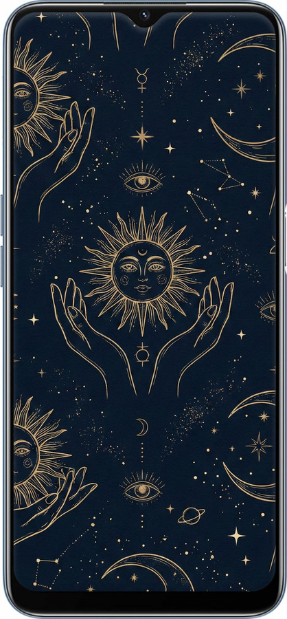 TPU чехол Celestial Harmony: Sun & Moon Gold Mystic Pattern для Oppo A54s - 6778b-3473 изображение 