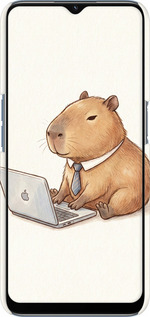 3D пластиковый матовый чехол Funny Capybara CEO Working для Oppo A54s - 6777m-3473 изображение 