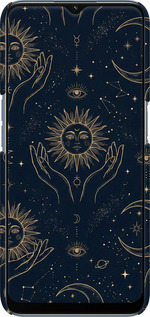 3D пластиковый матовый чехол Celestial Harmony: Sun & Moon Gold Mystic Pattern для Oppo A54s - 6778m-3473 изображение 