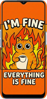 3D пластиковый матовый чехол Funny Cat для Oppo A54s - 6786m-3473 изображение 