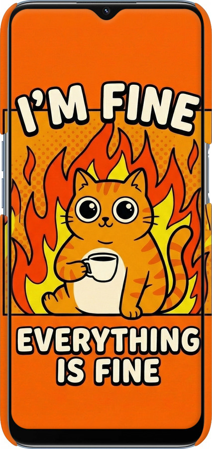 3D пластиковый матовый чехол Funny Cat для Oppo A54s - 6786m-3473 изображение 