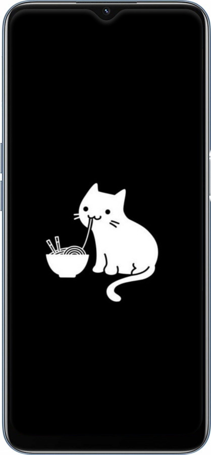 Силиконовый чехол С милым котом на черном фоне для Oppo A54s - 6528u-3473 изображение 