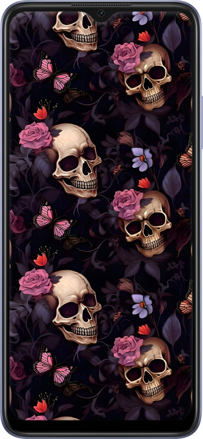 TPU чехол Черепа и розы для Oppo A17 - 6316b-2954 изображение 