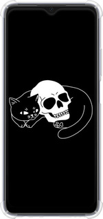 Силикон с усиленными углами чехол С изображением кота и черепа для Oppo A17 - 6491sp-2954 изображение 