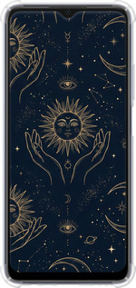 Силіконовий протиударний с посиленими кутами чехол Celestial Harmony: Sun & Moon Gold Mystic Pattern для Oppo A17 - 6778sp-2954 изображение 