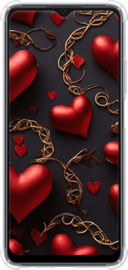 Силикон с усиленными углами чехол Сердечки для Oppo A17 - 5831sp-2954 изображение 