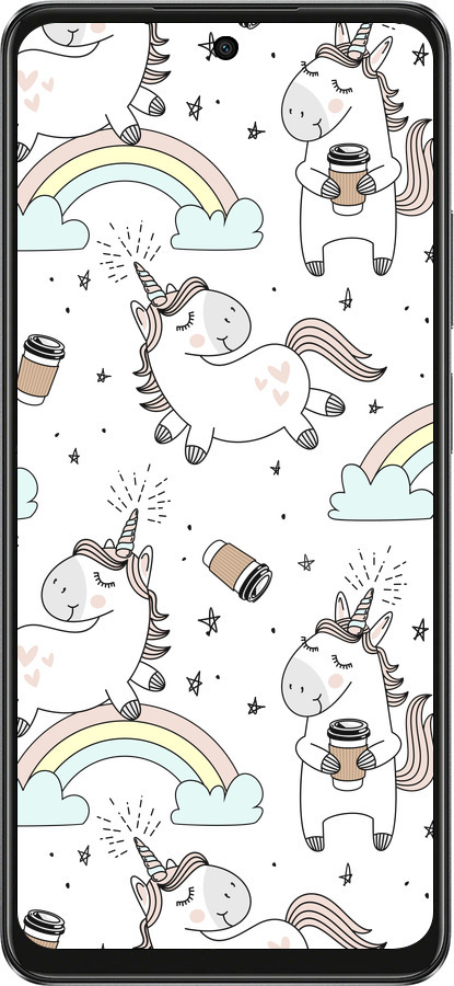 TPU чехол Единорог и кофе для Oppo A3X 4G/5G - 4661b-3815 изображение 