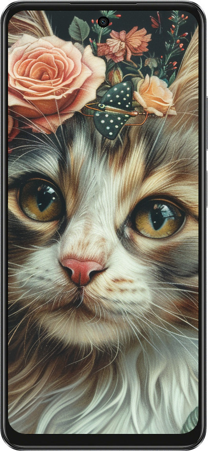 TPU чехол Cats and flowers для Oppo A3X 4G/5G - 6069b-3815 изображение 