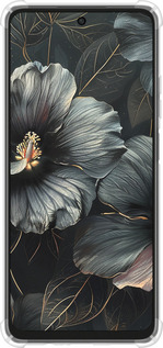 Силикон с усиленными углами чехол Черные цветы для Oppo A3X 4G/5G - 6031sp-3815 изображение 