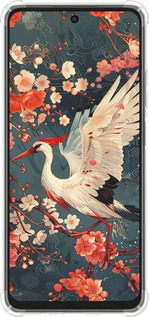 Силикон с усиленными углами чехол Сакура и аист для Oppo A3X 4G/5G - 6108sp-3815 изображение 