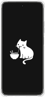 Силикон с усиленными углами чехол С милым котом на черном фоне для Oppo A3X 4G/5G - 6528sp-3815 изображение 