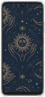 Силикон с усиленными углами чехол Celestial Harmony: Sun & Moon Gold Mystic Pattern для Oppo A3X 4G/5G - 6778sp-3815 изображение 