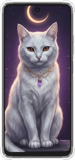 Силикон с усиленными углами чехол Mystic White Cat Gothic Dark Purple Gold для Oppo A3X 4G/5G - 6805sp-3815 изображение 
