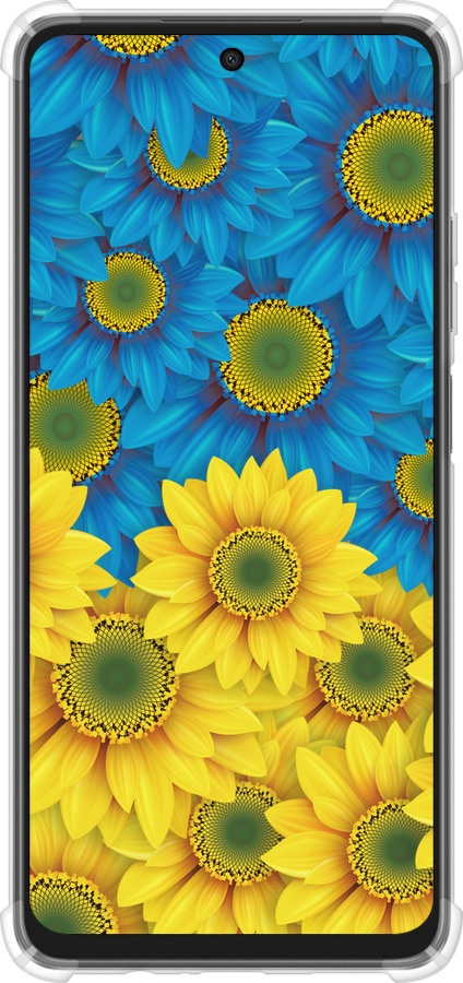 Силикон с усиленными углами чехол Жёлто-голубые цветы для Oppo A3X 4G/5G - 1048sp-3815 изображение 