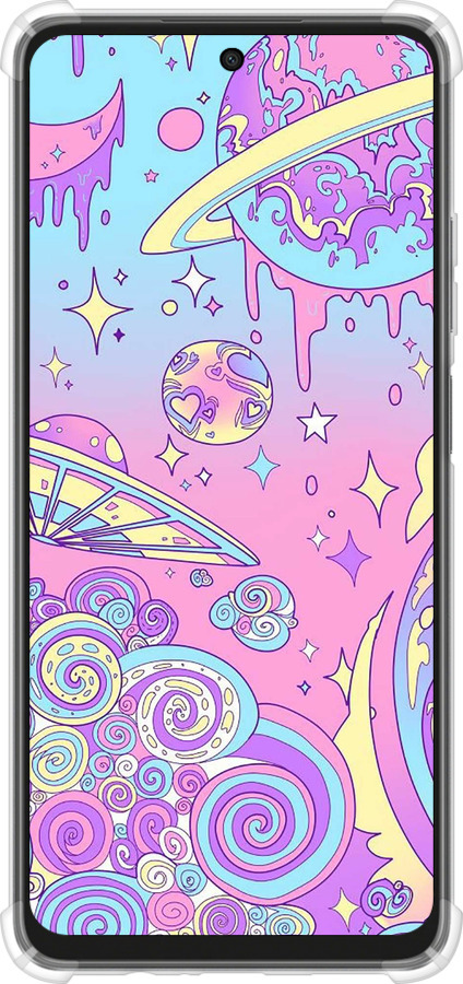 Силикон с усиленными углами чехол Розовая галактика для Oppo A3X 4G/5G - 4146sp-3815 изображение 