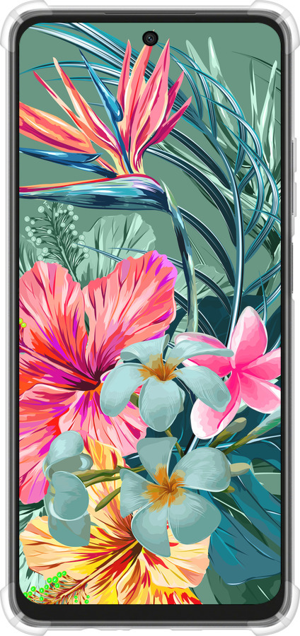 Силикон с усиленными углами чехол Тропические цветы v1 для Oppo A3X 4G/5G - 4667sp-3815 изображение 