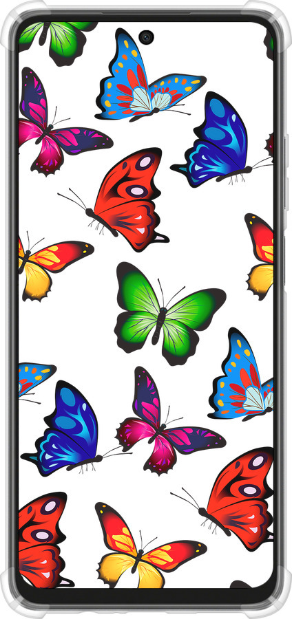 Силикон с усиленными углами чехол Красочные мотыльки для Oppo A3X 4G/5G - 4761sp-3815 изображение 
