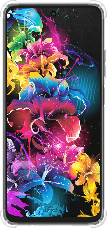 Силикон с усиленными углами чехол Абстрактные цветы для Oppo A3X 4G/5G - 511sp-3815 изображение 