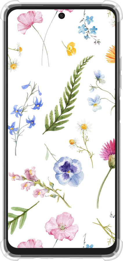 Силикон с усиленными углами чехол Цветочный фон v2 для Oppo A3X 4G/5G - 5472sp-3815 изображение 