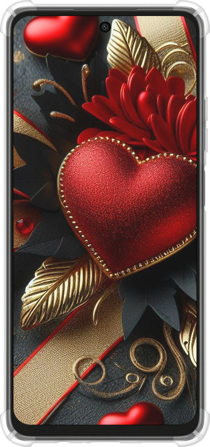 Силикон с усиленными углами чехол Сердечки v2 для Oppo A3X 4G/5G - 5832sp-3815 изображение 