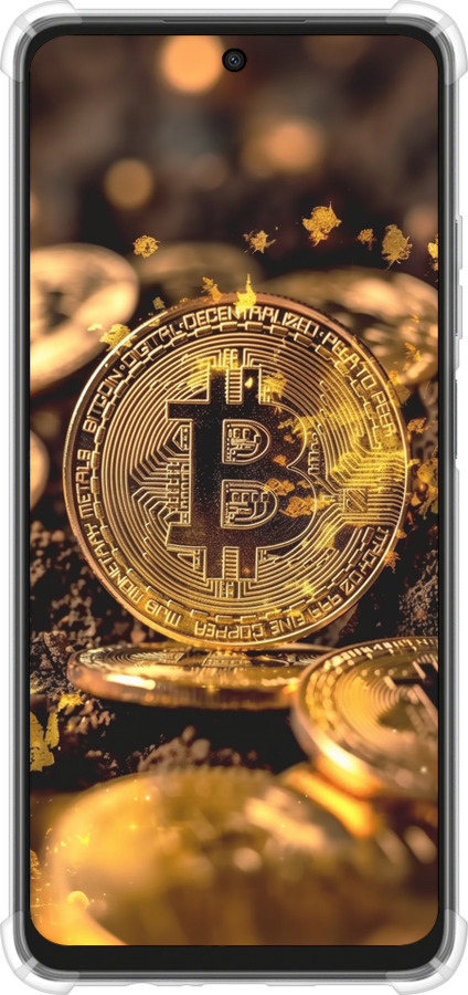Силикон с усиленными углами чехол Золотая лихорадка биткойна для Oppo A3X 4G/5G - 6089sp-3815 изображение 