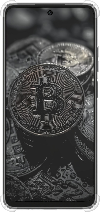 Силикон с усиленными углами чехол Black Bitcoin для Oppo A3X 4G/5G - 6090sp-3815 изображение 