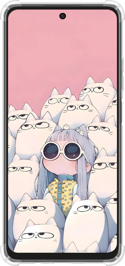 Силикон с усиленными углами чехол Малышка с котами для Oppo A3X 4G/5G - 6295sp-3815 изображение 