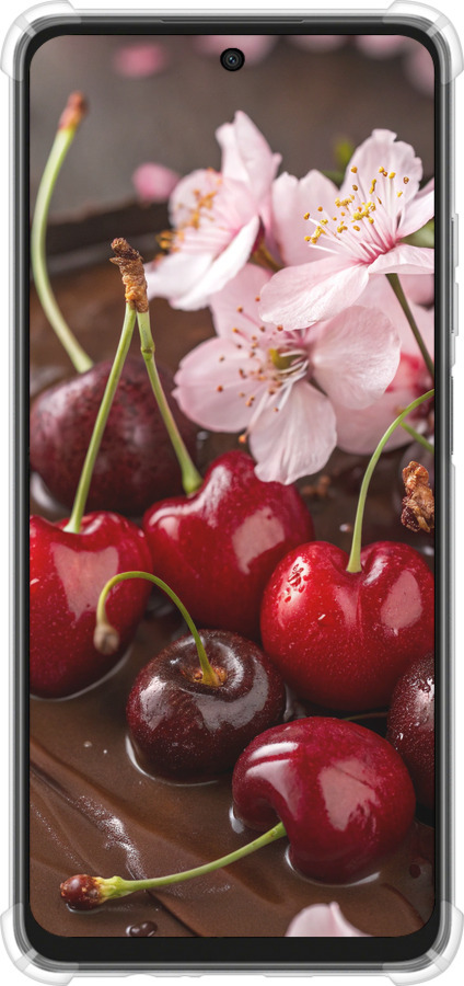 Силикон с усиленными углами чехол Вишня в шоколаде для Oppo A3X 4G/5G - 6698sp-3815 изображение 