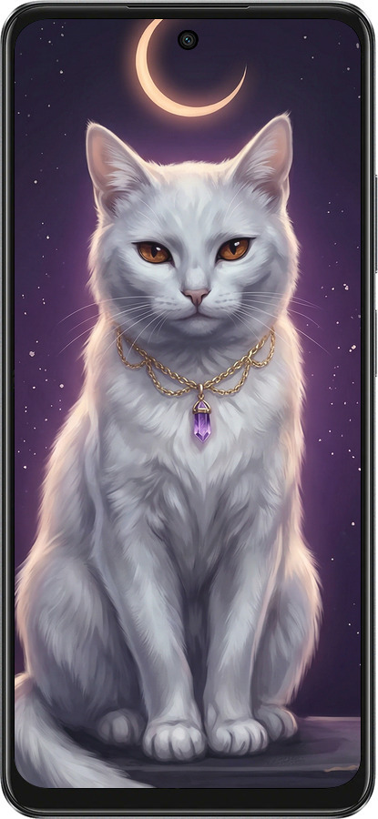 Силіконовий чехол Mystic White Cat Gothic Dark Purple Gold для Oppo A3X 4G/5G - 6805u-3815 изображение 