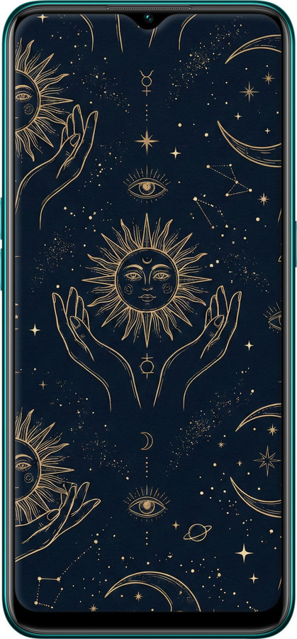 TPU чехол Celestial Harmony: Sun & Moon Gold Mystic Pattern для Oppo A31 - 6778b-1074 изображение 