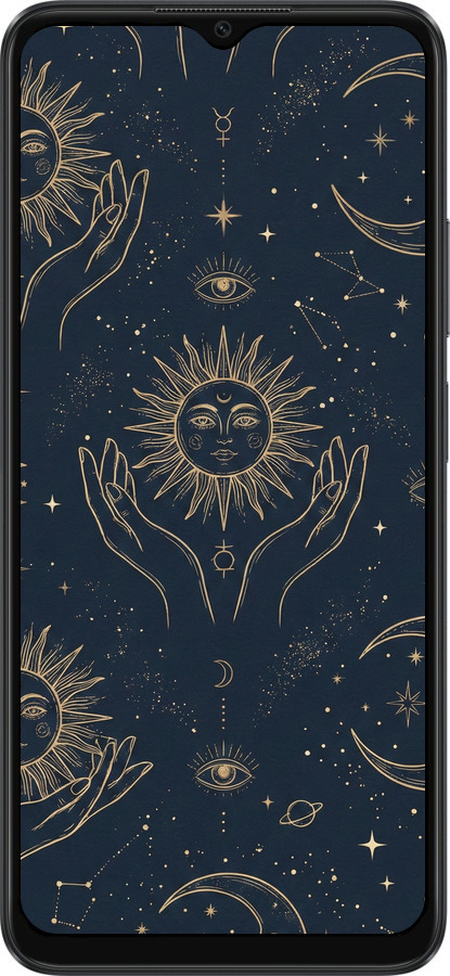 TPU чехол Celestial Harmony: Sun & Moon Gold Mystic Pattern для Oppo A38 4G - 6778b-3337 изображение 