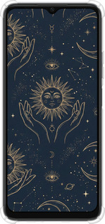Силикон с усиленными углами чехол Celestial Harmony: Sun & Moon Gold Mystic Pattern для Oppo A38 4G - 6778sp-3337 изображение 