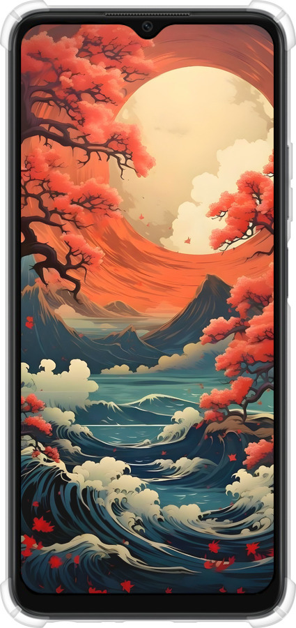 Силіконовий протиударний с посиленими кутами чехол Природа Японії для Oppo A38 4G - 6327sp-3337 изображение 