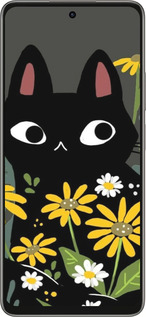 Силиконовый чехол Черный кот с цветами для Oppo A5 PRO - 6448u-3956 изображение 
