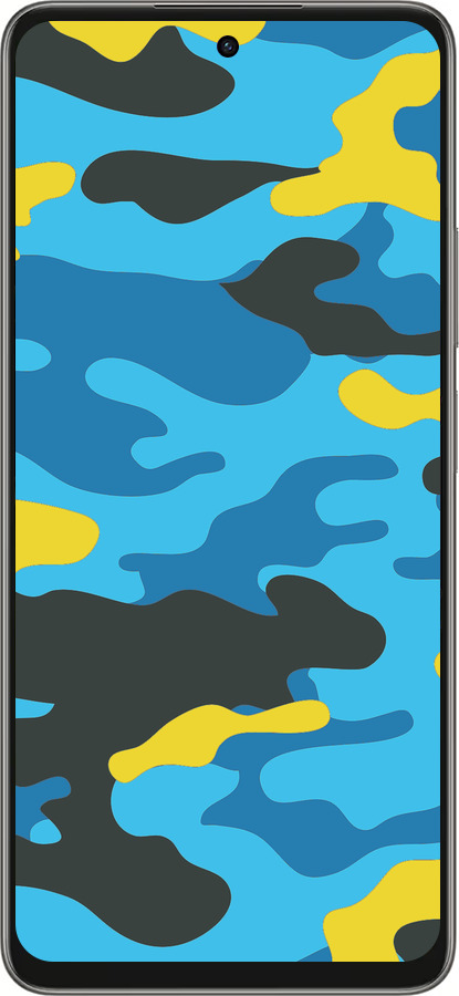 Силиконовый чехол Желто-голубой камуфляж для Oppo A5 PRO - 1084u-3956 изображение 