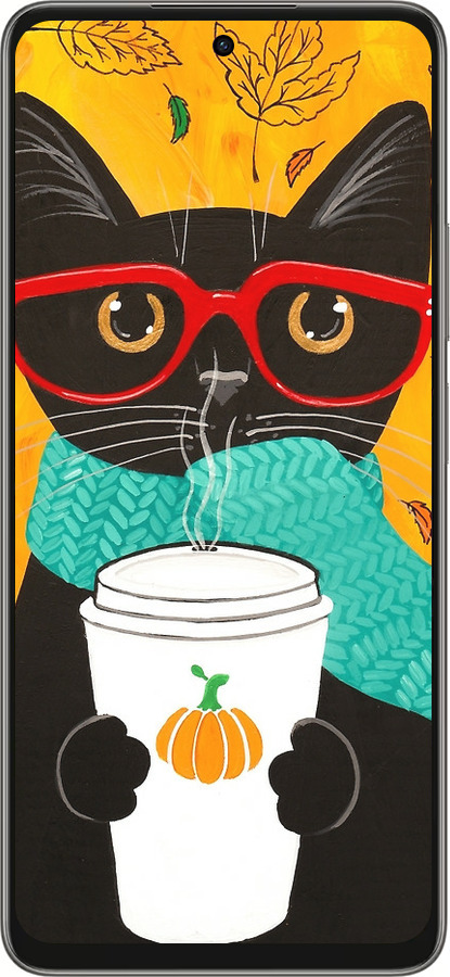 Силиконовый чехол Осенний кот для Oppo A5 PRO - 4026u-3956 изображение 