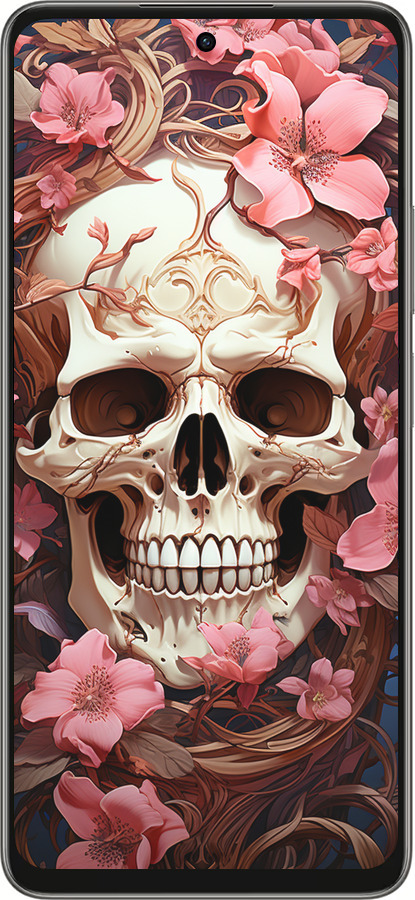 Силіконовий чехол Череп у рожевих квітах для Oppo A5 PRO - 5965u-3956 изображение 